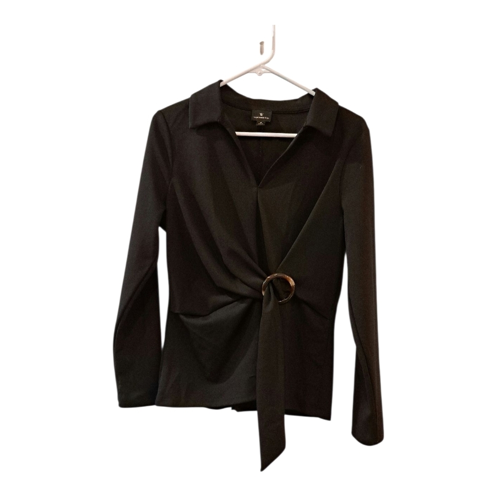 Worthington Collared Belted  black top  size M